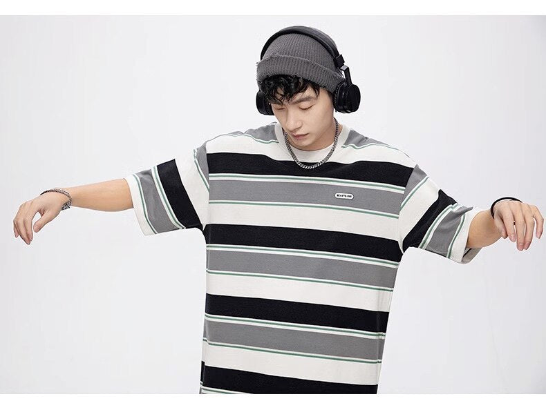 BEAUTE-OUS Varied Color Stripe T-Shirt ,  - Streetwear T-Shirt - Slick Street