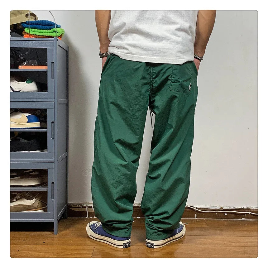 Straight Cut Nylon Loose Joggers , - Streetwear Pants - Slick Street