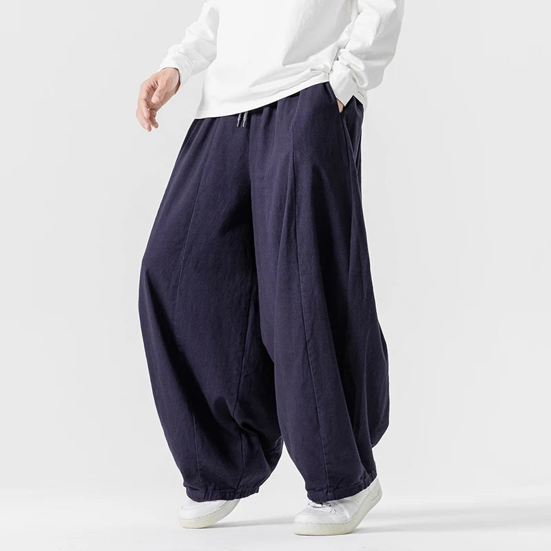 Lantern Loose Style Pants XS, Navy - Streetwear Pants - Slick Street