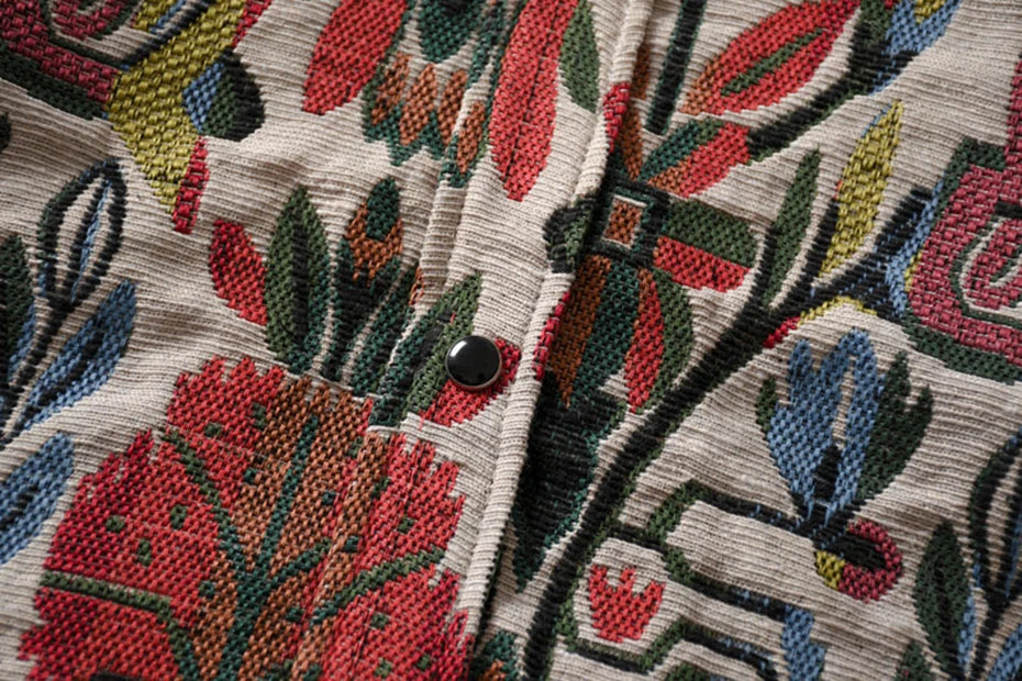 Aztec Floral Art Button-Up Shirt , - Streetwear Shirt - Slick Street