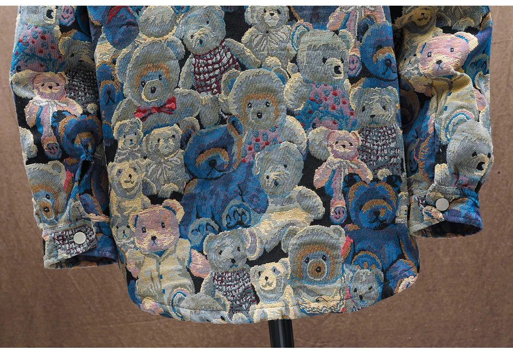 Teddy Bear Jacquard Jacket , - Streetwear Jackets - Slick Street