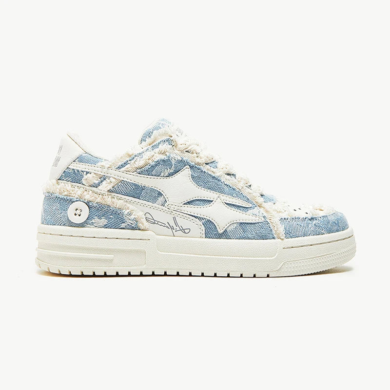 Broken Stars Sneakers - Indigo Blue , - Streetwear Shoes - Slick Street