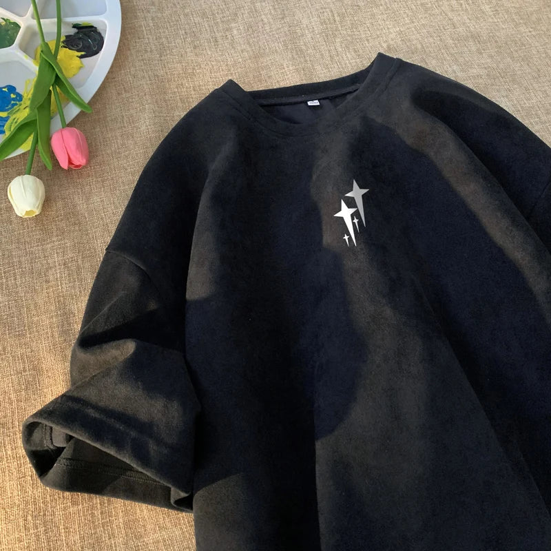 Knobby Star Graphic Crew Neck T-Shirt Black, XXS - Streetwear T-Shirt - Slick Street