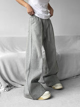 Wide Leg Essential Sweatpants Gray, S - Streetwear Joggers - Slick Street