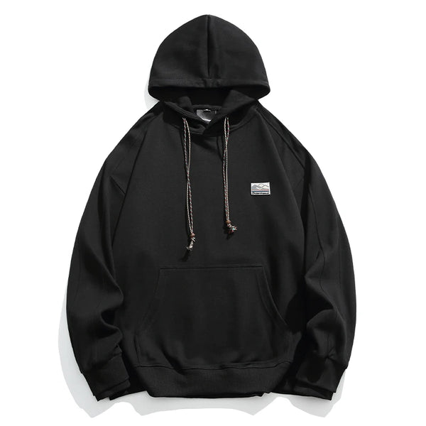 Plain Color Sunset Patchwork Hoodie Black, M - Streetwear Hoodie - Slick Street