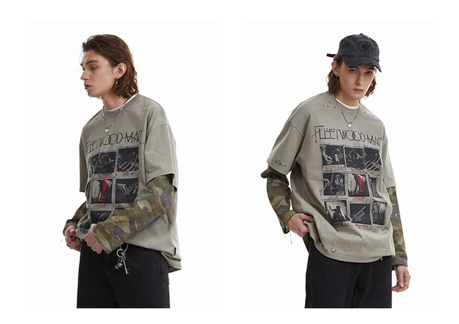 Fleetwood Mac Camo Long Sleeve T-Shirt , - Streetwear T-Shirt - Slick Street