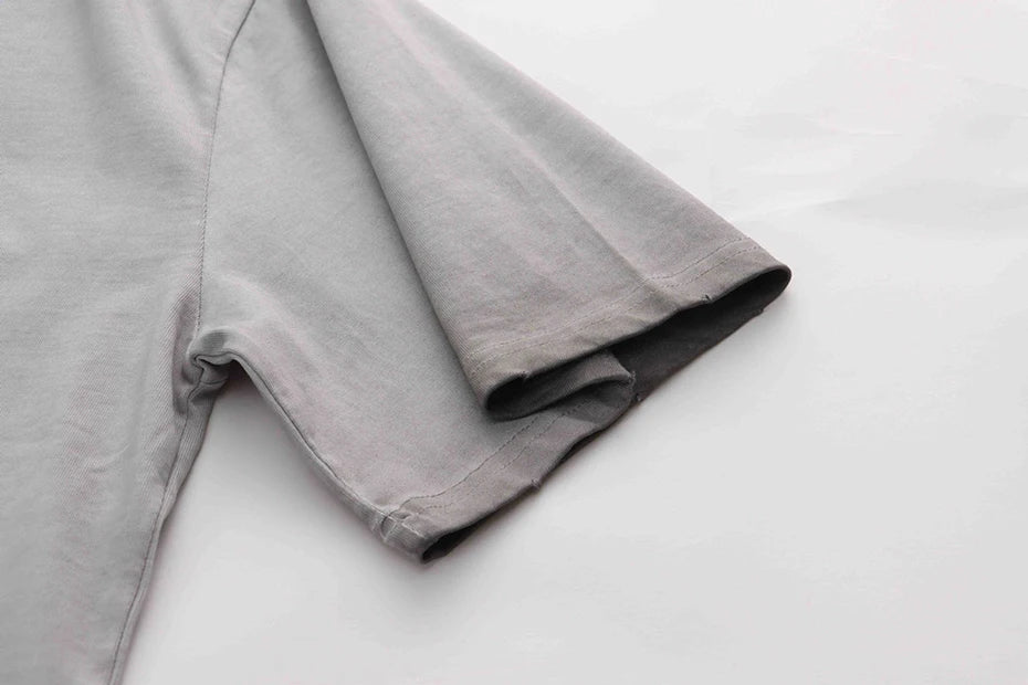 Plain Color Ripped Oversized T-Shirt , - Streetwear T-Shirt - Slick Street