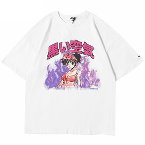 Japanese Anime Fire Girl T-Shirt , - Streetwear T-Shirts - Slick Street