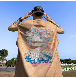 SAKURAS Colorful Scenery Painting T-Shirt , - Streetwear T-Shirts - Slick Street