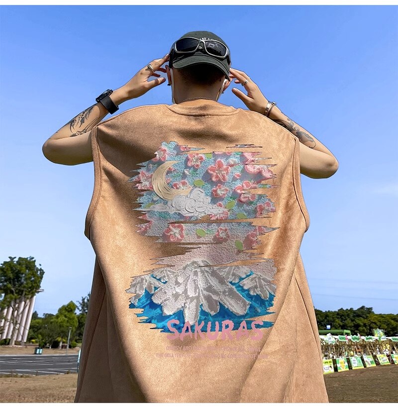 SAKURAS Colorful Scenery Painting T-Shirt , - Streetwear T-Shirts - Slick Street