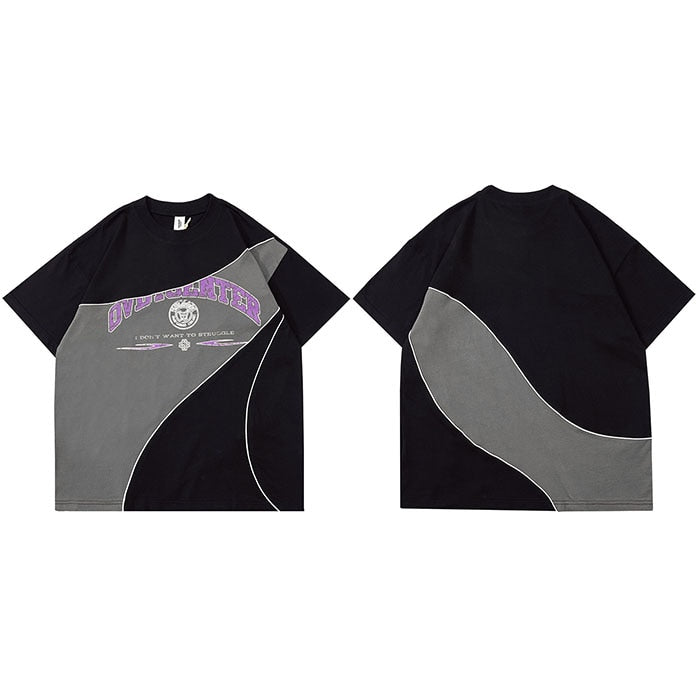 Don't Want To Struggle Patchwork T-Shirt Black, S - Streetwear T-Shirt - Slick Street