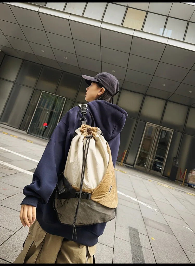 Two Tone Drawstring Backpack , - Streetwear Bag - Slick Street