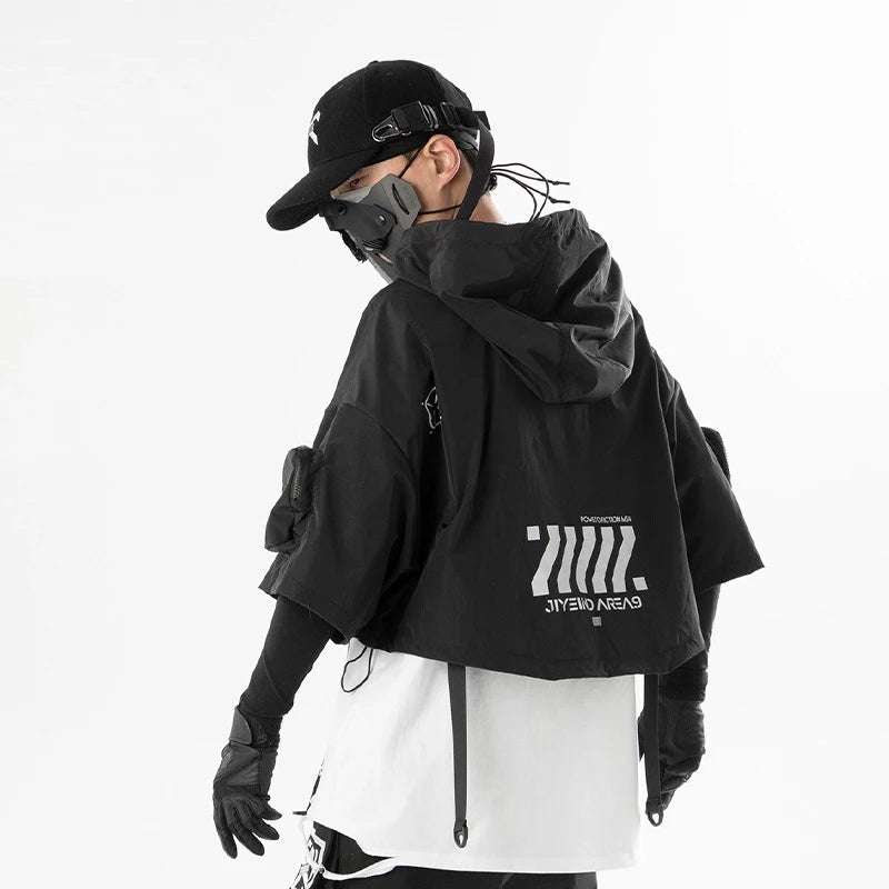 Black Shawl Style Short Sleeve Top Hoodie ,  - Streetwear Hoodie - Slick Street