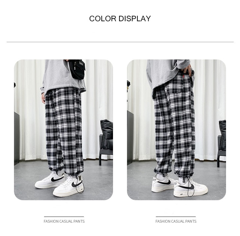 Black And White Checkered Pattern Pants ,  - Streetwear Pants - Slick Street
