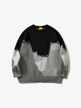 Cat Graphic Knitted Sweater black, XS - Streetwear Sweatshirts - Slick Street