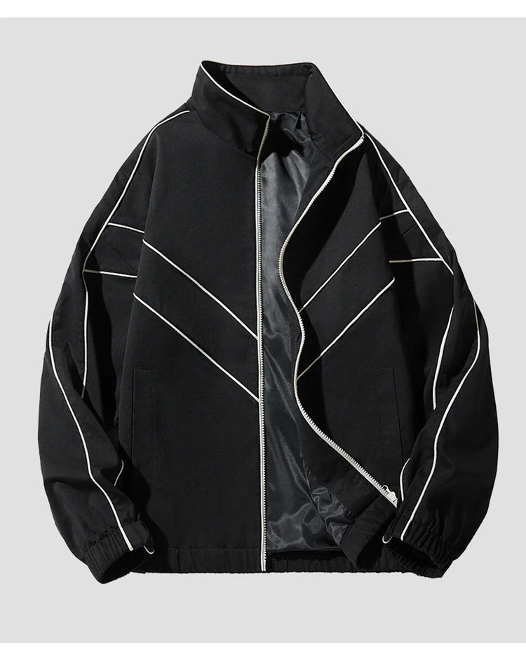 Striped White Lining With Rib sleeve Style Jacket ,  - Streetwear Jacket - Slick Street