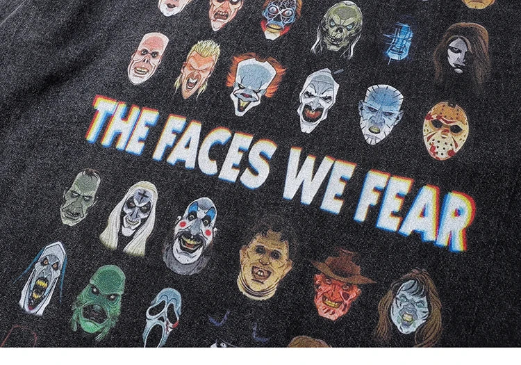 The Faces We Fear Dusty Color O-Neck T-Shirt , - Streetwear T-Shirts - Slick Street