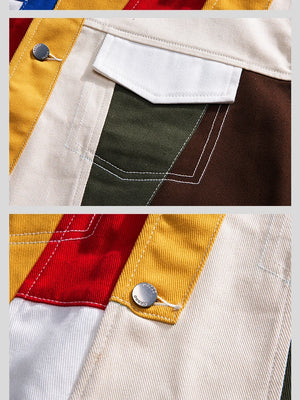 Color Block Multi Patchwork Jacket ,  - Streetwear Jacket - Slick Street