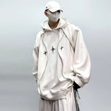 Chrome Star Oversized Hoodie Jacket White, S - Streetwear Hoodie - Slick Street