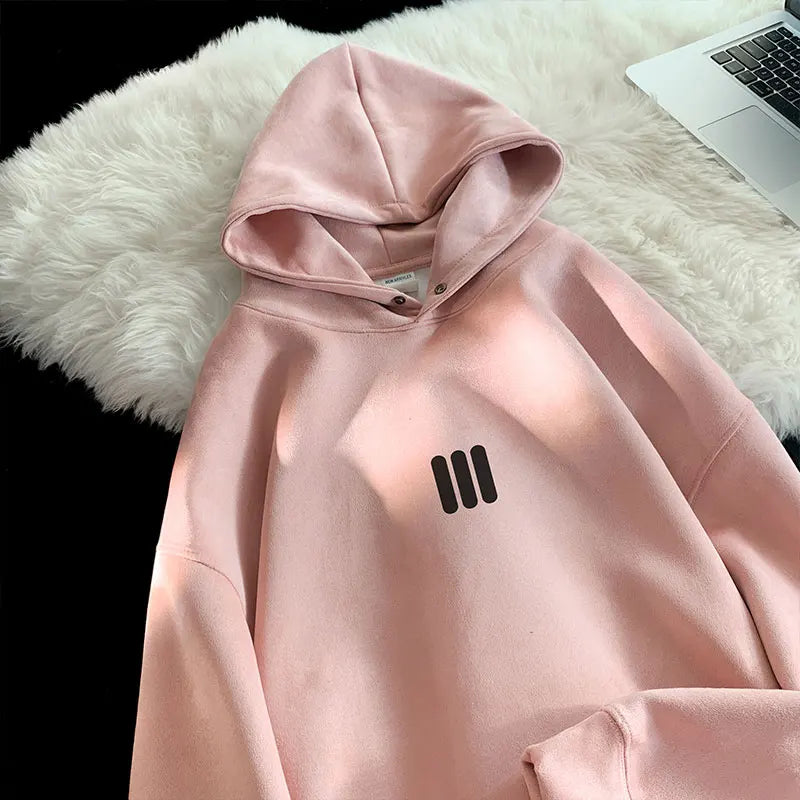 Glyph Vertical Bar Suede Hoodie Pink, XS - Streetwear Hoodie - Slick Street