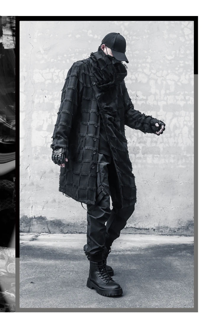 Mist Black Turtleneck Gothic Coat , - Streetwear Coat - Slick Street