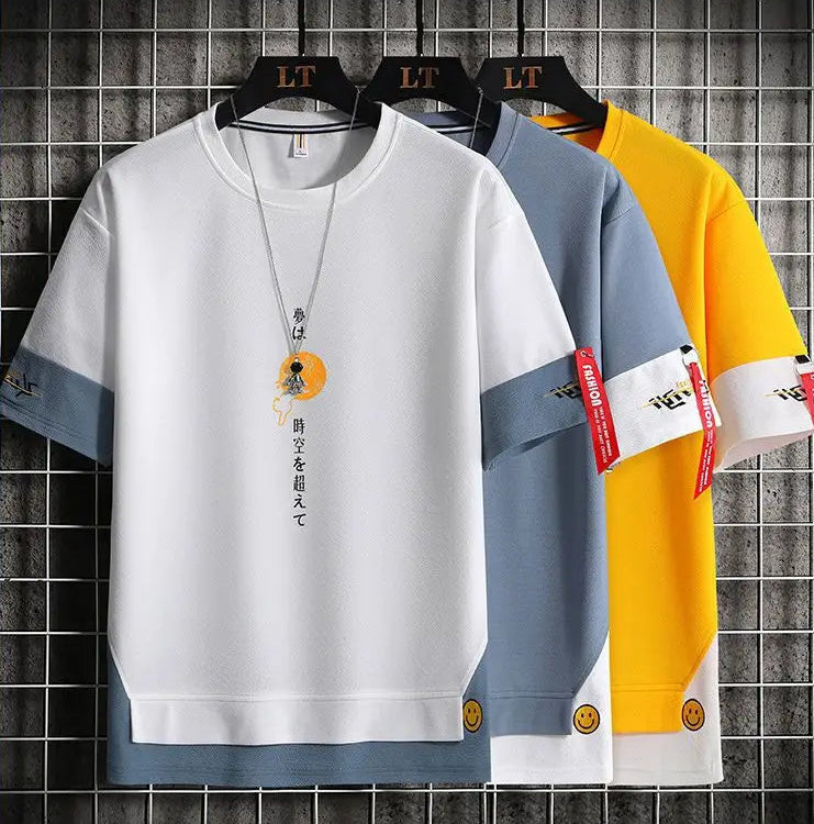 FK26 Two Piece Short Sleeves T-Shirt , - Streetwear T-Shirt - Slick Street