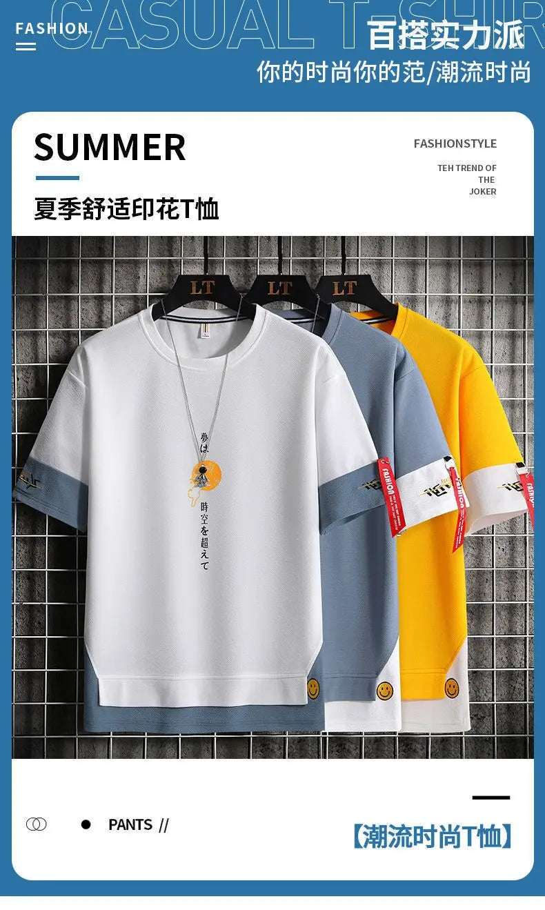 Fake Two Piece Short Sleeves T-Shirt , - Streetwear T-Shirts - Slick Street