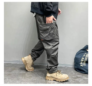 Multi-Pocket Elastic Waist Cargo Pants ,  - Streetwear Pants - Slick Street