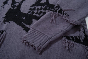Skull Star Knitted Sweatshirt , - Streetwear Sweatshirts - Slick Street