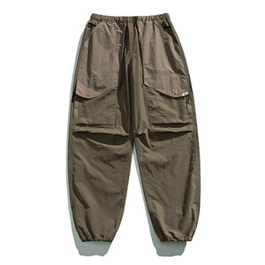 Waterproof Nylon Cargo Pants Khaki, M - Streetwear Cargo Pants - Slick Street