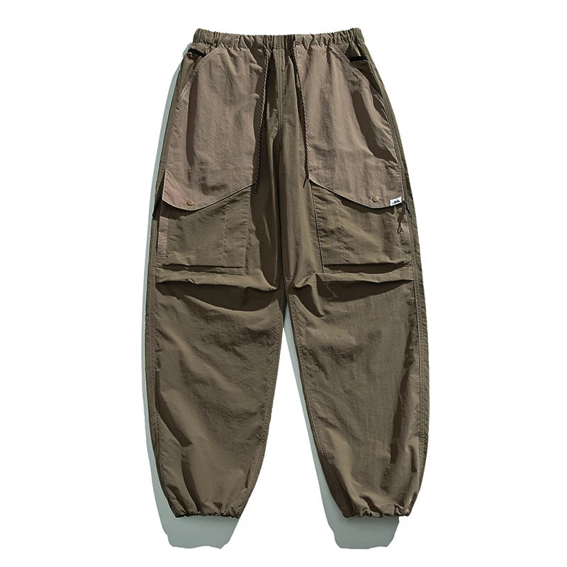 Waterproof Nylon Cargo Pants Khaki, M - Streetwear Cargo Pants - Slick Street