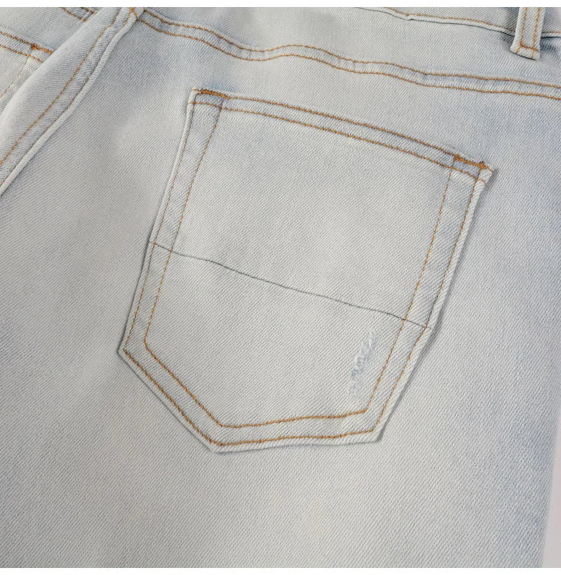 Pale Blue Cracked Pleated Pants , - Streetwear Pants - Slick Street