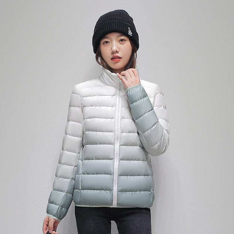 Duplex Ombre Ultra Light Puffer Jacket Green, S - Streetwear Jacket - Slick Street