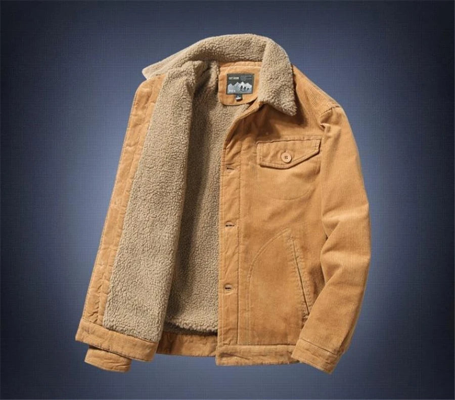 Corduroy Button Up Fleece Jacket , - Streetwear Jacket - Slick Street
