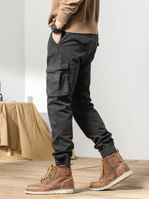 Slim Fit Elastic Ankle Pants , - Streetwear Pants - Slick Street