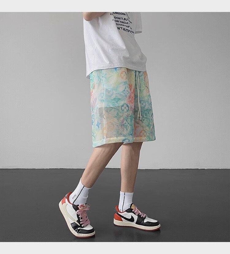 X-Color Tie-dye Mesh Shorts ,  - Streetwear Shorts - Slick Street