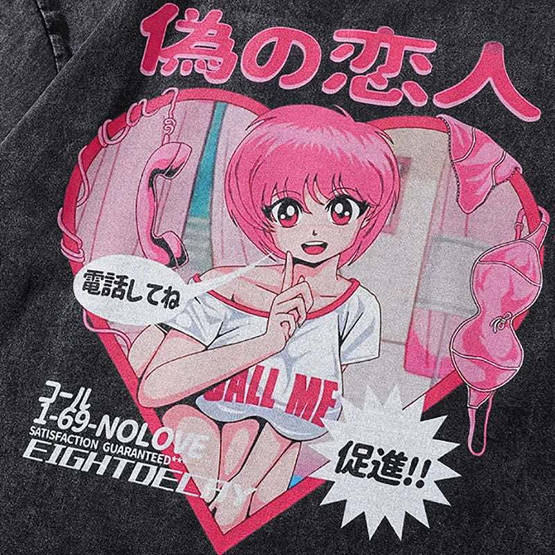 EightDecay Anime Cartoon Girl Loose T-Shirt , - Streetwear T-Shirts - Slick Street