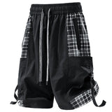 Plaid Cargo Shorts Black, XS - Streetwear Shorts - Slick Street
