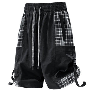 Plaid Cargo Shorts Black, XS - Streetwear Shorts - Slick Street