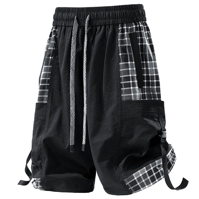 Plaid Cargo Shorts Black, XS - Streetwear Shorts - Slick Street