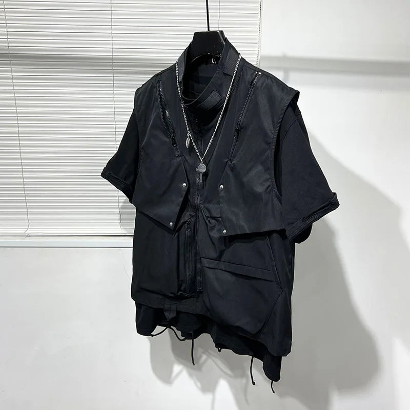 Dark Crow Sleeveless Zipper Vest , - Streetwear Vest - Slick Street