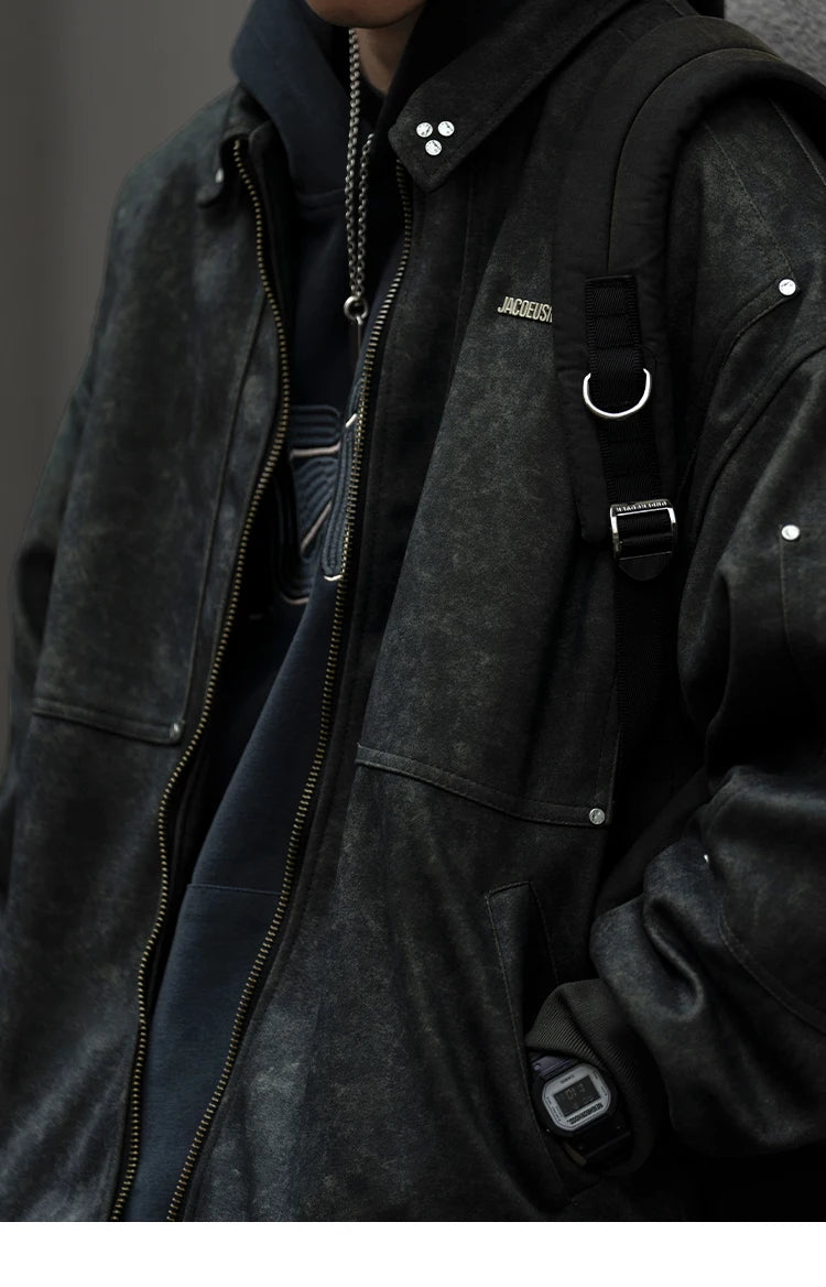 Folding Collar Riding Style Jacket , - Streetwear Jacket - Slick Street