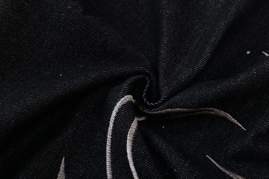 Embroidery 'Arch' Baggy Jeans , - Streetwear Jeans - Slick Street