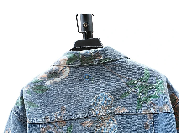 Vintage Floral Abstract Art Denim Jacket , - Streetwear Jacket - Slick Street