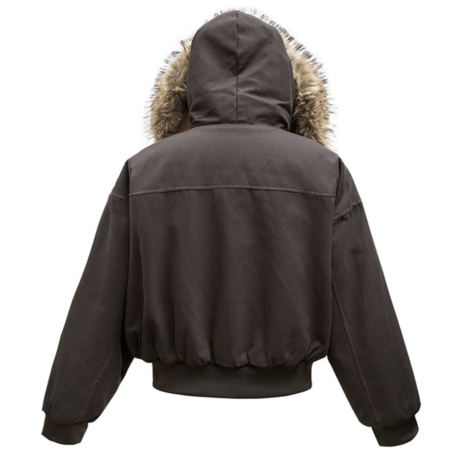 Fur Collar Parka Fleece Jacket , - Streetwear Jacket - Slick Street