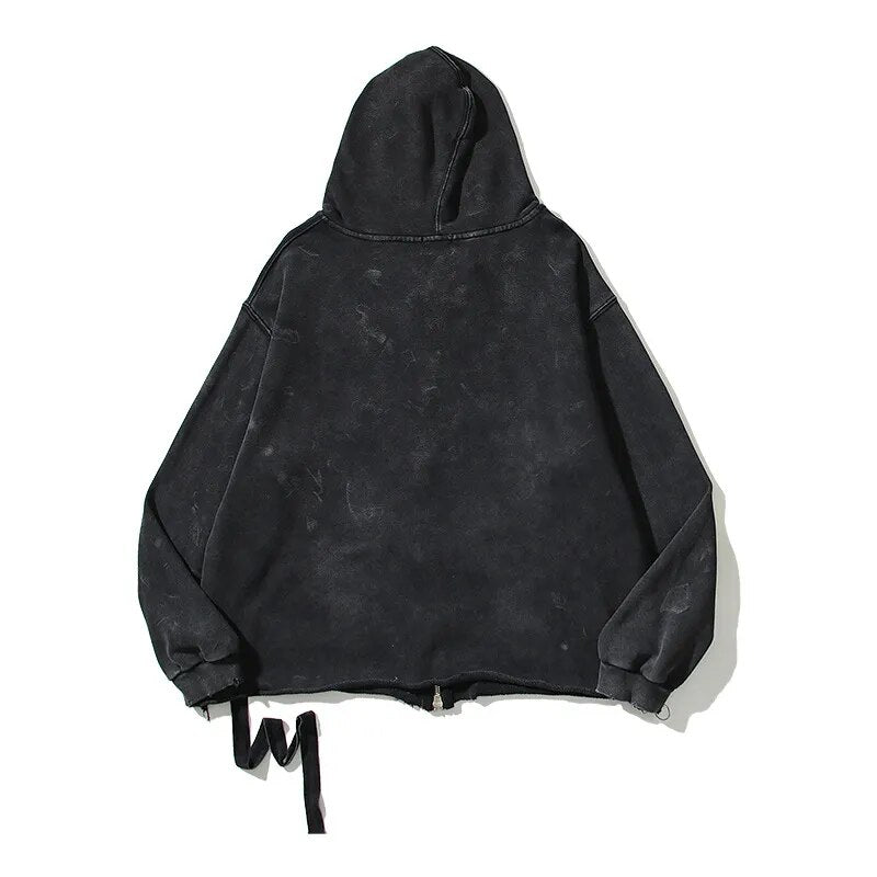 Dusty Black Color Classical Zipper Hoodie ,  - Streetwear Hoodie - Slick Street