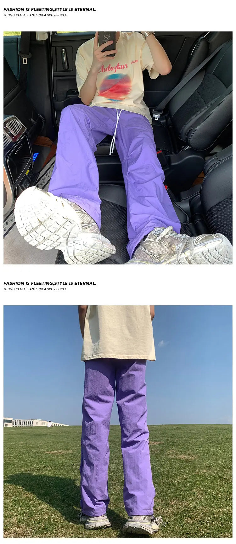 Solid Color Oversized Cargo Pants ,  - Streetwear Pants - Slick Street