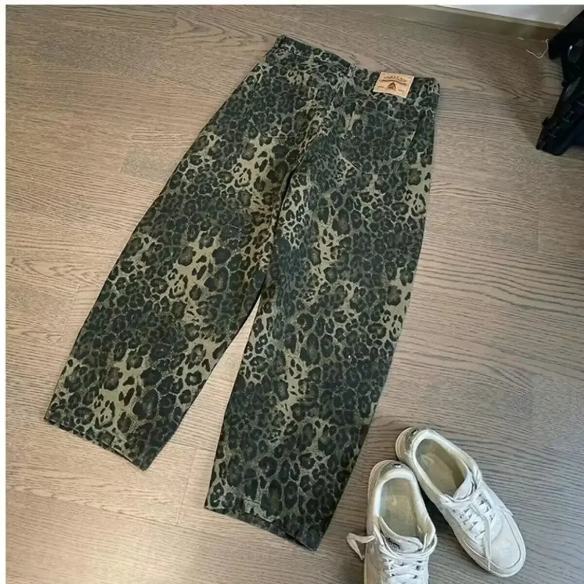 Leopard Pattern Wide Leg Style Pants Leopard, M - Streetwear Pants - Slick Street