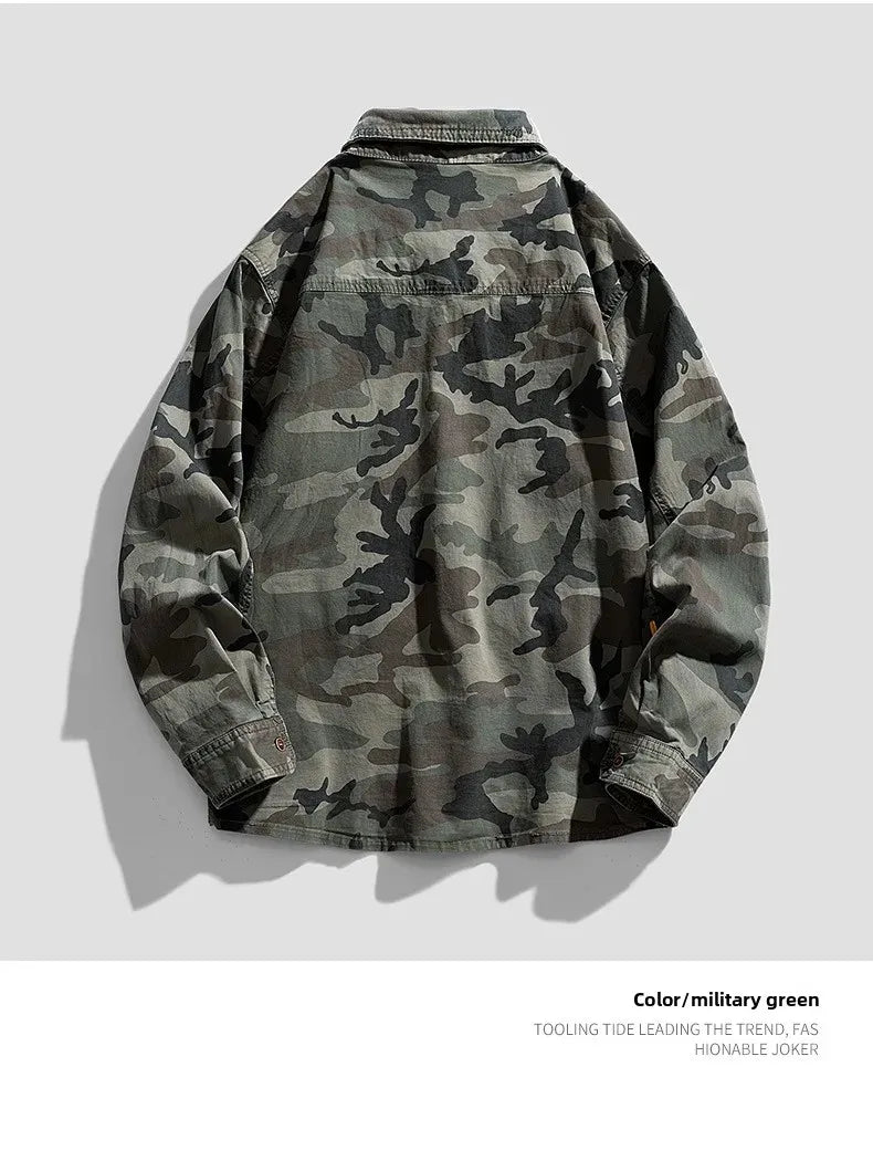Camouflage Cotton Overshirt , - Streetwear Jackets - Slick Street