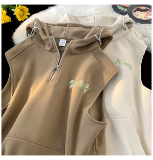 Workout Sleeveless Half-Zip Style Hoodie , - Streetwear Hoodie - Slick Street